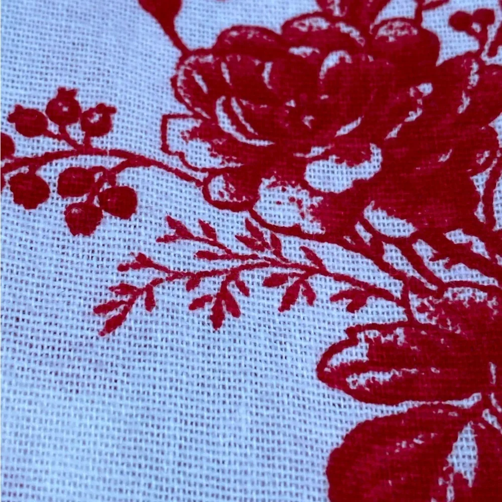 The Farmhouse Rachel Ashwell Red White Floral Flannel Cotton TWIN Sheet Set 3pc